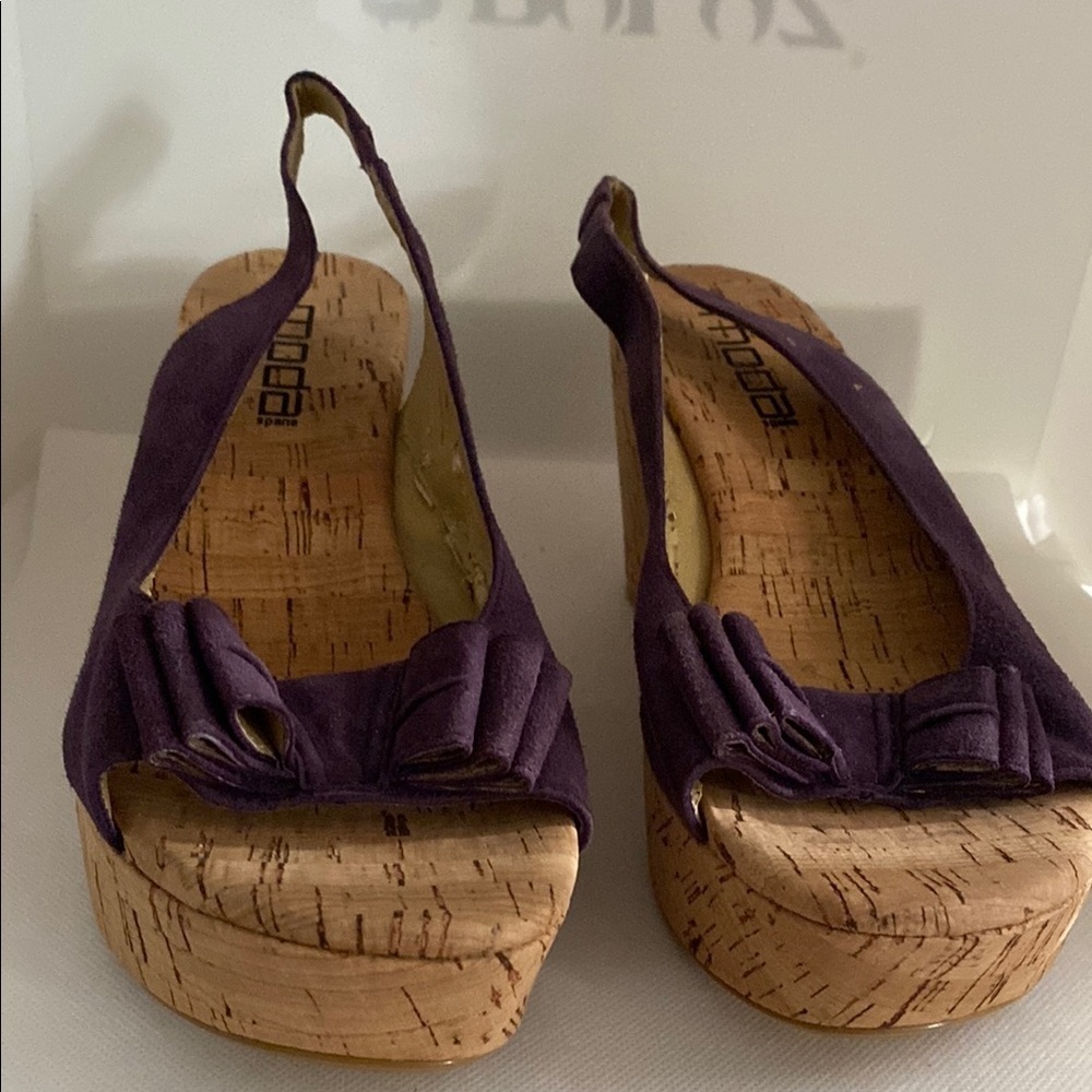Moda Purple Platform Shoes with Cork Base